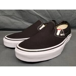 Vans Classic Slip On Skate Shoes Black White Canvas Mens 11.5 Fast Ship